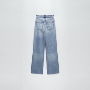 <span class=keywords><strong>Jeans</strong></span> <span class=keywords><strong>boyfriend</strong></span> dritti da donna in denim a vita alta personalizzati in cina - Product Image 4