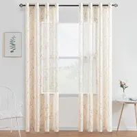 Linen Sheer Window Curtain with Grommet Top, Voile Panels
