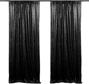 XinLan échantillon gratuit fête d'anniversaire scène rideau Portable mariage événement scène décoration <span class=keywords><strong>noir</strong></span> paillettes rideau - Product Image 1