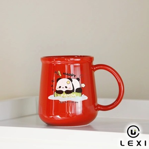 Taza de <span class=keywords><strong>Café</strong></span> de Cerámica Roja con Soporte de Madera para Hogar, Oficina, Cocina, Vajilla, Regalo, Venta al por Mayor - Product Image 3
