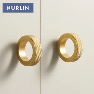 Nurlin Massivmessing Diamantschnitt Kreuz Knurling kreisförmiger Ring Schrank Kleiderschrank Knöpfe Möbel Schublade Finger Ringgriff Knurling