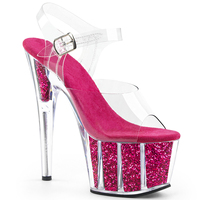 Sandales à talons hauts en PVC, 17CM / 7 pouces, plate-forme supérieure, bride de cheville, chaussures de soirée, chaussures de danse pôle