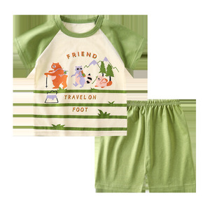 Completo Set Estivo 2025 Nuovo Stile in Puro Cotone per Bambini: Maglietta a Maniche Corte e Pantaloncini con Cartoni Animati, Casual, per Casa, per Bambini e Bambine - Disponibile in Dropshipping - Product Image 2
