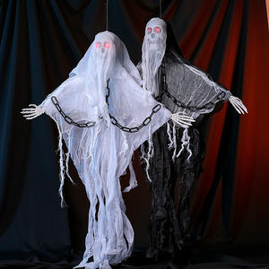 Fantasmi Appesi di <span class=keywords><strong>Halloween</strong></span>, <span class=keywords><strong>Scheletro</strong></span> 31,5x28 Pollici, Catena del Tristo Mietitore, Decorazione per Casa Stregata, Interno/Esterno, Nero/Bianco Rosso - Product Image 1