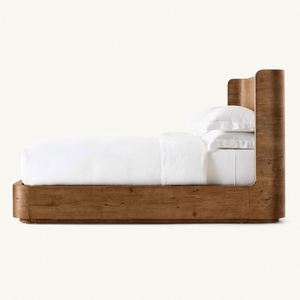 Meubles de chambre à coucher de luxe de style américain et européen, lit king size, cadre de lit en bois massif, plateforme de lit pour la maison - Product Image 4