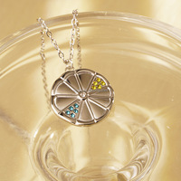 Collier tendance en acier inoxydable plaqué or 18 carats avec pendentif citron, breloque fruits tranches d'orange en zircon coloré, bijoux pour femme