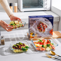High Boro silicate Mikrowelle Ofen gedämpfter Fisch Spezial gedämpftes gebratenes quadratisches Glas Backblech Set