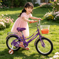 Vélo pour enfants avec cadre en acier, peinture thermolaquée, autocollant extérieur, freins à étrier, jantes en alliage, protège-chaîne, garde-boue et roues d'apprentissage silencieuses