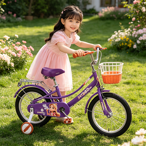 Vélo pour enfants avec cadre en acier, peinture thermolaquée, autocollant extérieur, freins à étrier, jantes en alliage, protège-chaîne, garde-boue et roues d'apprentissage silencieuses - Product Image 2