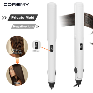 Plancha de Pelo Eléctrica con Placas de Nano Titanio, Doble Voltaje, Pantalla LCD, Calentamiento Rápido, Controles Digitales, Apagado Automático - Product Image 1