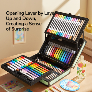 Mideer MD2327 Creative Art Gift Set 79-Piece Double-Layer Portable Artist Case <strong>with</strong> Popular <strong>Drawing</strong> &amp; Painting Tools - Product Image 4