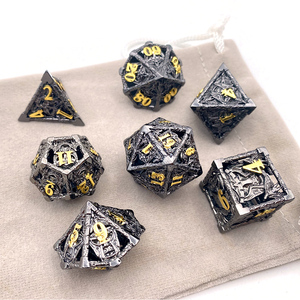 Kim loại DND xúc xắc đầy màu sắc lưới Thiết kế rắn đa diện kim loại dices bộ với bạc số cho hội đồng quản trị trò chơi D & D - Product Image 6