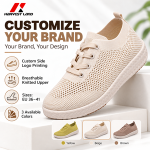 <span class=keywords><strong>Sneakers</strong></span> en maille respirante pour femmes avec logo personnalisé, lacets, semelle en PVC texturée pour un usage quotidien - Product Image 5
