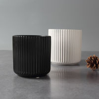 Pot Bunga Keramik Matte Modern Tahan Lama untuk Interior, Grosir Pot Bonsai Silinder Putih, Pot Tanaman Kerajinan, Gaya Kontemporer