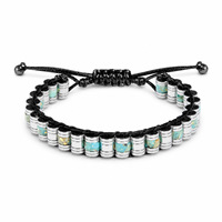 Bracelet pour homme de haute qualité, style motard, en hématite plaqué or, fait main, avec pierre naturelle et corde cirée tressée, réglable