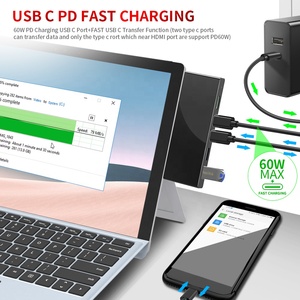 type-c type c station d'accueil avec hd-mi + usb3.0 + pd puissance livraison chargeur usb-c vers adaptateur usb pour <span class=keywords><strong>surfacepro</strong></span> - Product Image 3