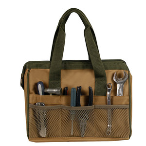 Multi Pocket Oxford Cloth <b>Tool</b> Bag With Top Handle Brown <b>Tool</b> <b>Storage</b> Bag For Garden And Repair Use - Product Image 4