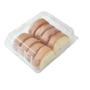 Scatola di biscotti per imballaggio da dessert per pasticceria trasparente in PET monouso in plastica personalizzata con coperchio