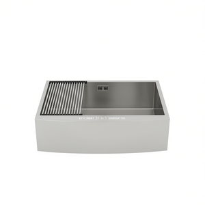 Lavello da Cucina 33 Pollici Stile Farmhouse in Acciaio Inox con Frontale a Grembiule, Vasca Singola, Spessore 18 Gauge, Superficie Spazzolata - Product Image 1