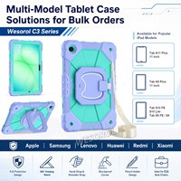 WESOROL Casing Tahan Guncangan Seluruh Bodi untuk Samsung Tab A11 Plus 11 2025 Tab A9 Plus 11 2023 dengan Tali Bahu dan Penyangga Berputar