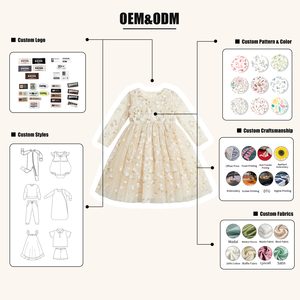 Abiti Eleganti Floreali per Ragazze Hongbo con Maniche Lunghe Trasparenti e Decorazioni in Pizzo Design Stampato per Feste - Product Image 5
