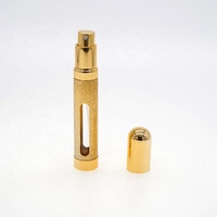 Prêt à expédier – Flacon vaporisateur de parfum cylindrique en verre doré de 10 ml, rechargeable, avec bouchon à vis