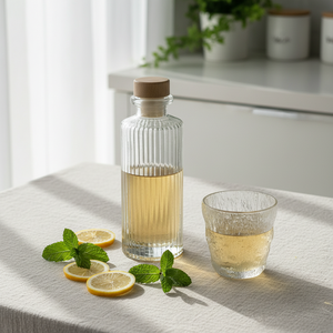 Bouteille cylindrique en verre givré de luxe personnalisée, gravure à l'acide, bouchon en liège pour vin de fruits, liqueur, <span class=keywords><strong>gin</strong></span>, tequila, brandy 150ml/200ml - Product Image 1