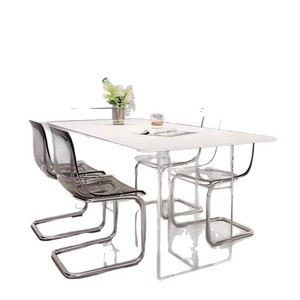 Hiện Đại Đơn Giản Hình Chữ Nhật Bàn Ăn Trong Suốt Hệ Thống Treo Cảm Giác <span class=keywords><strong>Acrylic</strong></span> Rock Tấm Tre Cho Phòng Ăn Nhỏ Đồ Nội Thất - Product Image 5