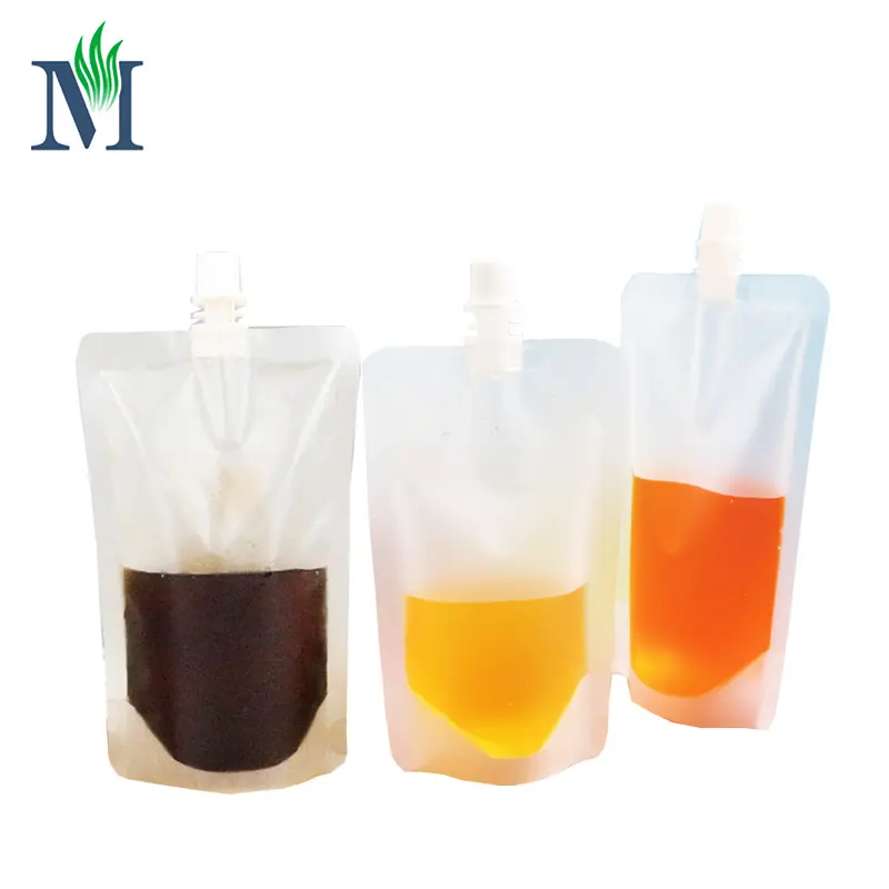 Custom Liquid Fruit Juice Juice Drink Pout Pouch Packaging Spout Pouch Clear Spout Stand Bag Recyclable Plastic PE Customized