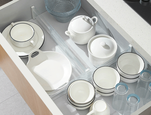 <span class=keywords><strong>Organizer</strong></span> per <span class=keywords><strong>cassetti</strong></span> in plastica trasparente multifunzionale espandibile-Set di divisori regolabili con estremità in schiuma morbida per cucina - Product Image 4