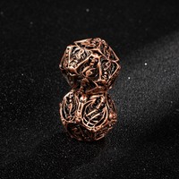 Lot de 7 dés de jeu de rôle D&D en métal, motif crâne évidé, pour jeux de société RPG, durables et de luxe
