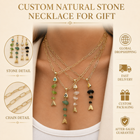 Collar con Colgante de Pez de Aventurina Verde y Cuarzo Transparente SongYi, Cadena de Clip de Cobre Chapada en Oro