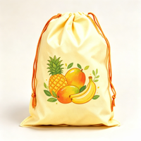 Fabrieksgemaakte zomerse fruitprint trekkoordtas, lichtgewicht herbruikbare opbergtas voor dagelijkse spullen.