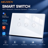 Fabricants Tuya WIFI Interrupteur tactile mural intelligent Panneau en verre avec indicateur LED Contrôleur de vie intelligent Interrupteurs de lumière Alexa US