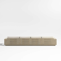 Ensemble de canapés sectionnels en forme de L en teck de luxe moderne, en bois massif, meubles d'extérieur en métal pour patio, jardin, hôtels, parcs, fermes