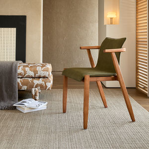 Chaise de salle à manger rétro française de style médiéval, suspendue, en bois de frêne, revêtement en cuir PU, chaise de designer antique pour <span class=keywords><strong>restaurant</strong></span> et maison - Product Image 1