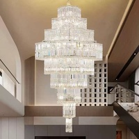 Lustre suspendu de luxe en cristal K9 doré de grande taille pour villa, escalier, salle de banquet, hall d'hôtel, couloir de mariage