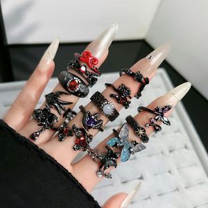 Trendy <b>Black</b> Crow Punk Hip Hop <b>Rings</b> Women <b>Men</b> Fashion Adjustable Opening <b>Ring</b> Halloween Gothic Cross Crown Heart <b>Ring</b> - Product Image 4