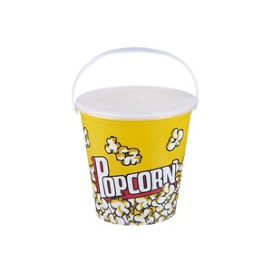 Wholesale Yellow Large Capacity Popcorn Plastic Bucket With Handle With Lid