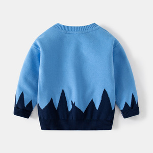 <span class=keywords><strong>Pull</strong></span> décontracté à col en V imprimé lion pour garçons Cardigan à simple boutonnage pour l'hiver Motif de Noël mignon pour les enfants - Product Image 3