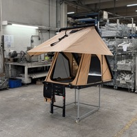 Tente de toit rigide en aluminium triangulaire 4x4 toutes saisons, pour 2-3 personnes, camping en plein air avec éclairage LED