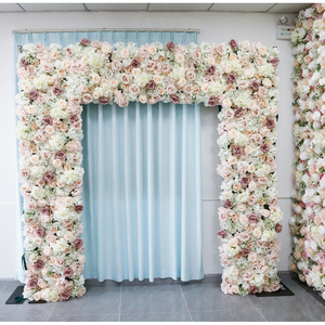 Cổng hoa giả 8x8 FT, thảm hoa hình cầu, hoa hồng trắng hồng, tường đám cưới, bộ phông nền 3D dùng cho chụp ảnh trang trí - Product Image 4