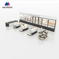 Aménagement de boutique K-beauty, présentoir de parfums, design de présentation de produits, décoration de magasin de maquillage pour centre commercial