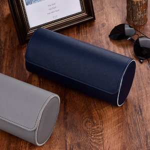 JUELONG कस्टम ग्रे नीले Saffiano चमड़े की घड़ी रोल पट्टा यात्रा के मामले 3 स्लॉट - Product Image 3