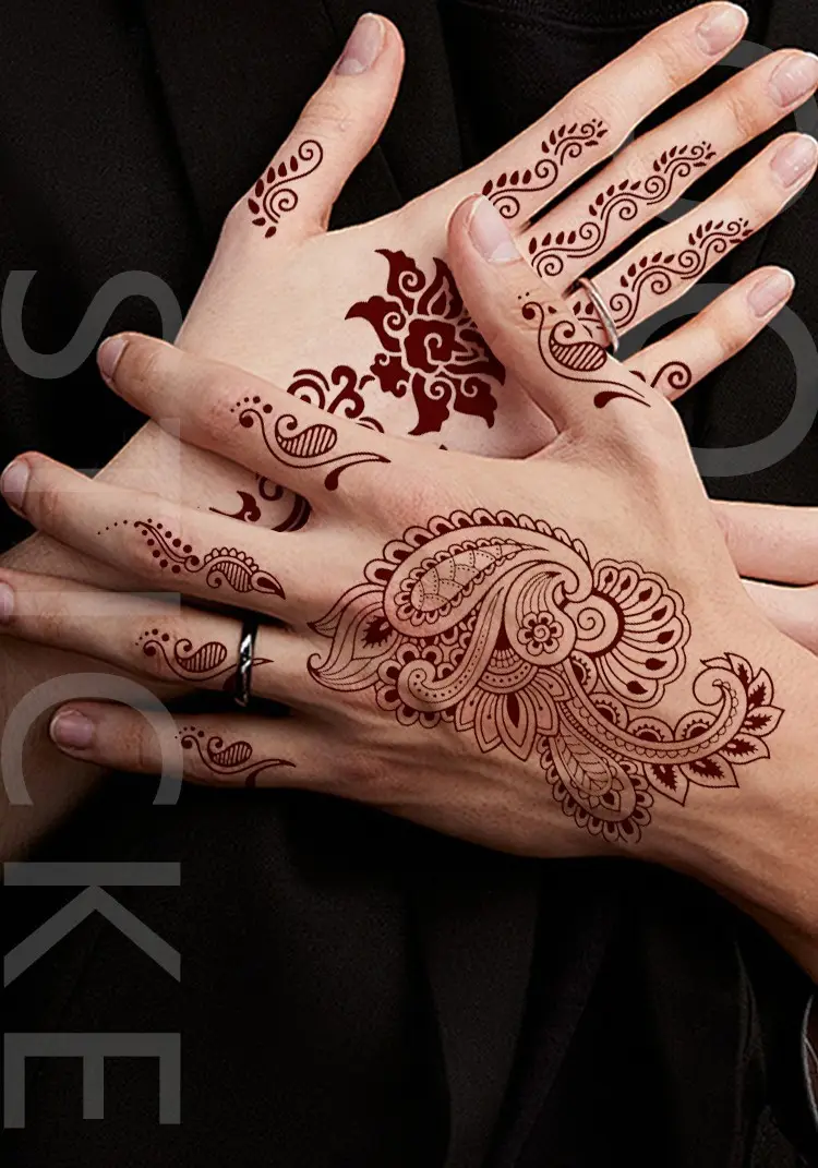 Henna tatuaggio con pizzo vermiglio usa e getta colore impermeabile e resistente al sudore adesivo del tatuaggio