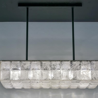 Lampe moderne de luxe en cristal de roche pour restaurant Lampe de table rectangulaire en cristal naturel Lustre suspendu