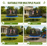 Trampoline d'extérieur personnalisé avec logo, 8-15 pieds, avec filet de sécurité, capacité de charge de 550 kg, certifié CE ASTM, trampoline de jardin