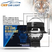 Super brillante 80W 6500K 3 pulgadas Bi Led proyector lente faros de coche con Led de haz Alto y Bajo lente de proyector
