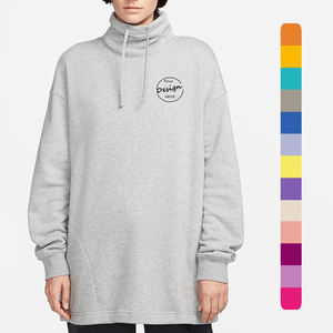 Casual Heavyweight Fleece Printed Baggy <strong>Jumper</strong> Streetwear Custom Drawstring Embroidered <strong>Longline</strong> Mock Neck Sweatshirt Autumn - Product Image 1