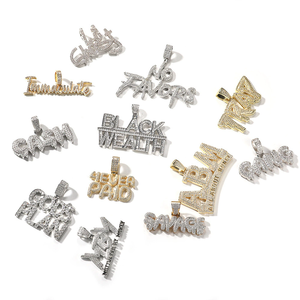 ABM SAVAGE Pendentif Hip Hop Plaqué Rhodium Trendy Cross Pattern avec CZ Letter Cash Trap Laiton Zircon sur Corde Chaîne pour Cadeau - Product Image 4